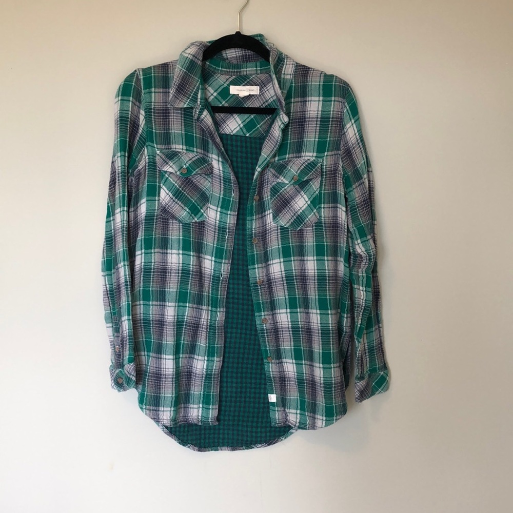 Green and white flannel